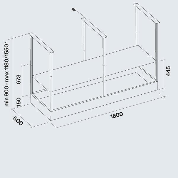 Nuova Cappa Aspirazione Professionale Sospesa Per Cucine Con Isola  Profondità 180 cm Con Motore Incorporato in Bagnoli di Sopra, Italia